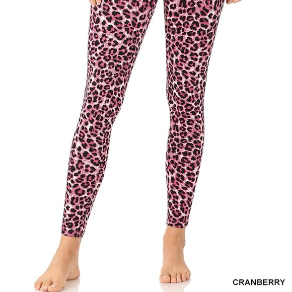 Leopard Print High Waist Leggings Micro Fiber full length stretchy leggings - Picture 3 of 4